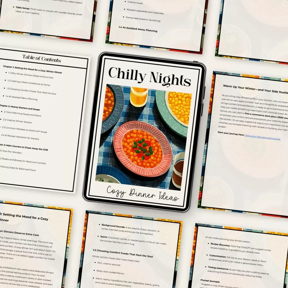 Cozy Dinner Ideas for Chilly Nights | Winter Comfort Food Guide | what to cook for a winter cozy dinner | Digital Download eBook