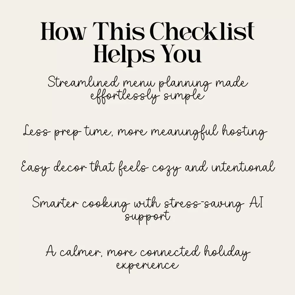 Holiday Dinner, Simplified – Minimalist Holiday Menu Checklist for Effortless Hosting | Perfect for Anyone Learning How to Plan a Minimalist Holiday Dinner Menu