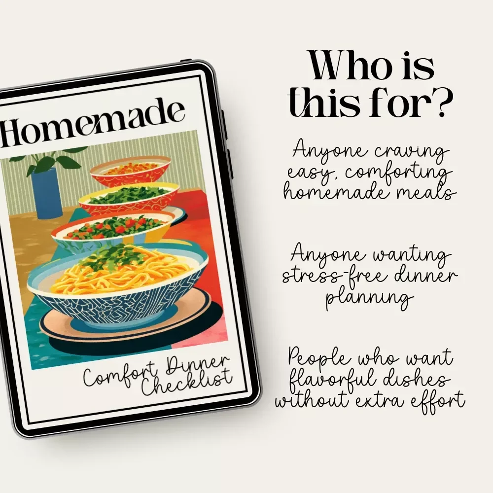 Homemade Comfort Dinner Checklist | Cozy Meal Planner Printable | Digital Download for Easy Weeknight Cooking | tips for homemade comfort dinners Guide Companion