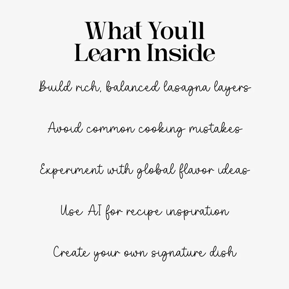 Layered Perfection: A Fun Guide to Mastering Lasagna | Step-by-Step Digital Download on How to Make Lasagna, Perfect Layers & Creative Flavor Twists