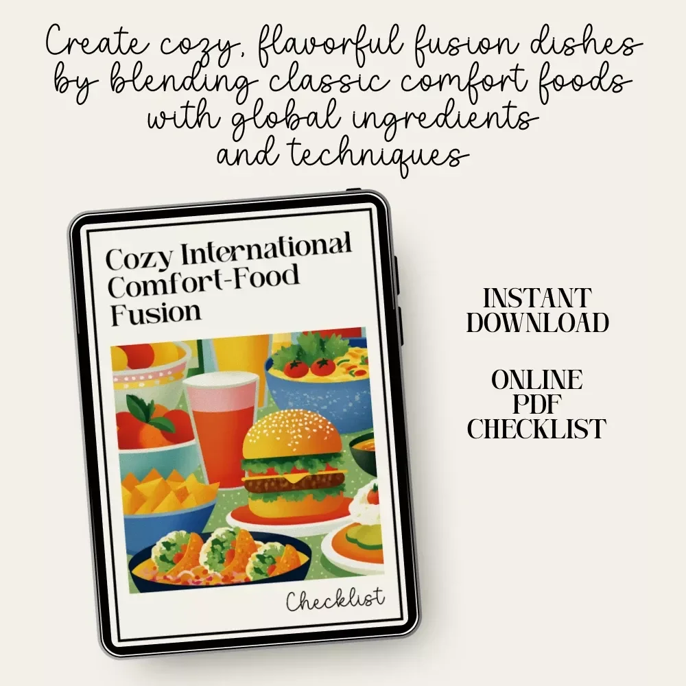 Cozy International Comfort-Food Fusion Checklist | cozy international comfort food fusion ideas | Printable Cooking Inspiration Guide for Creative Home Chefs