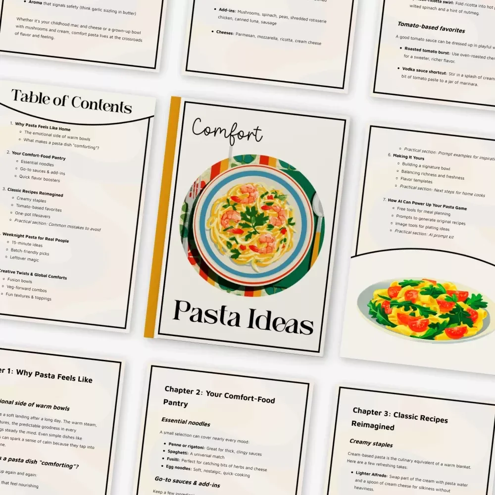 Comfort Pasta Ideas | Cozy Comfort Food Pasta Recipes eBook | Digital Download Guide for Easy Weeknight Dinners