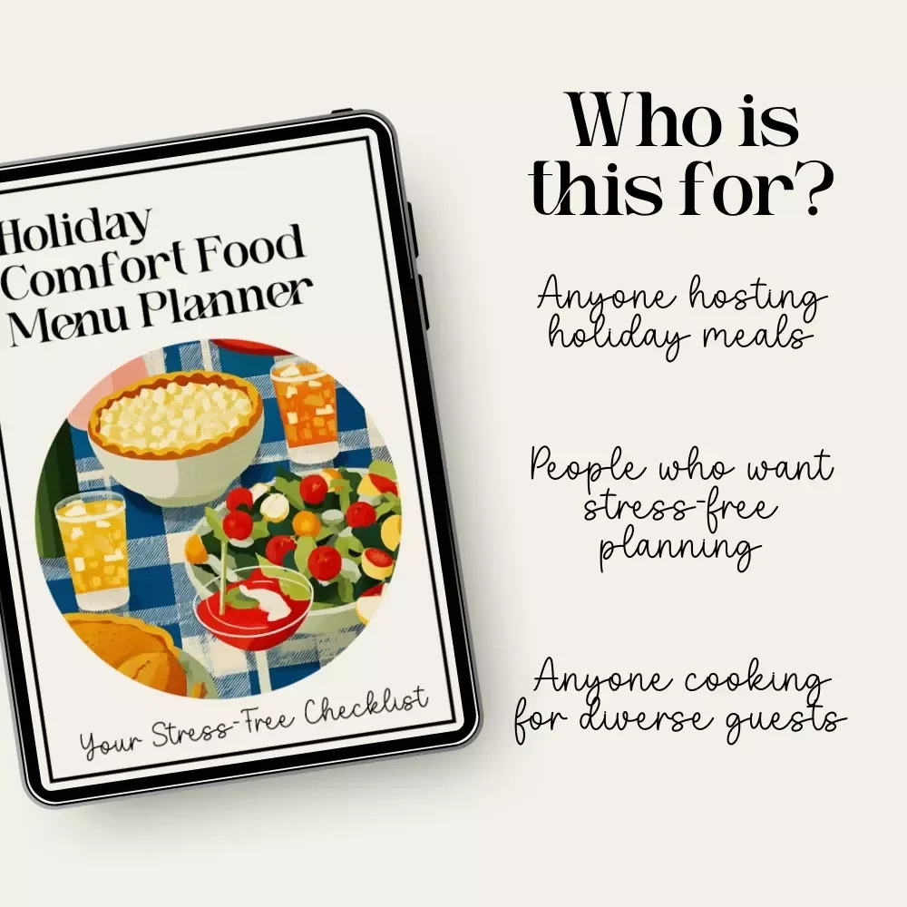 Holiday Comfort Food Menu Planner – Cozy Entertaining Checklist for Stress-Free Gatherings | how to plan holiday comfort food menus | Printable Digital Download