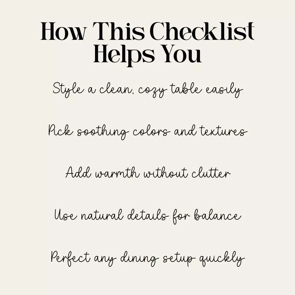 How to Design a Minimal Table with Cozy Textiles | Printable Home Styling Checklist for Minimalist Decor, Table Design & Cozy Texture Ideas