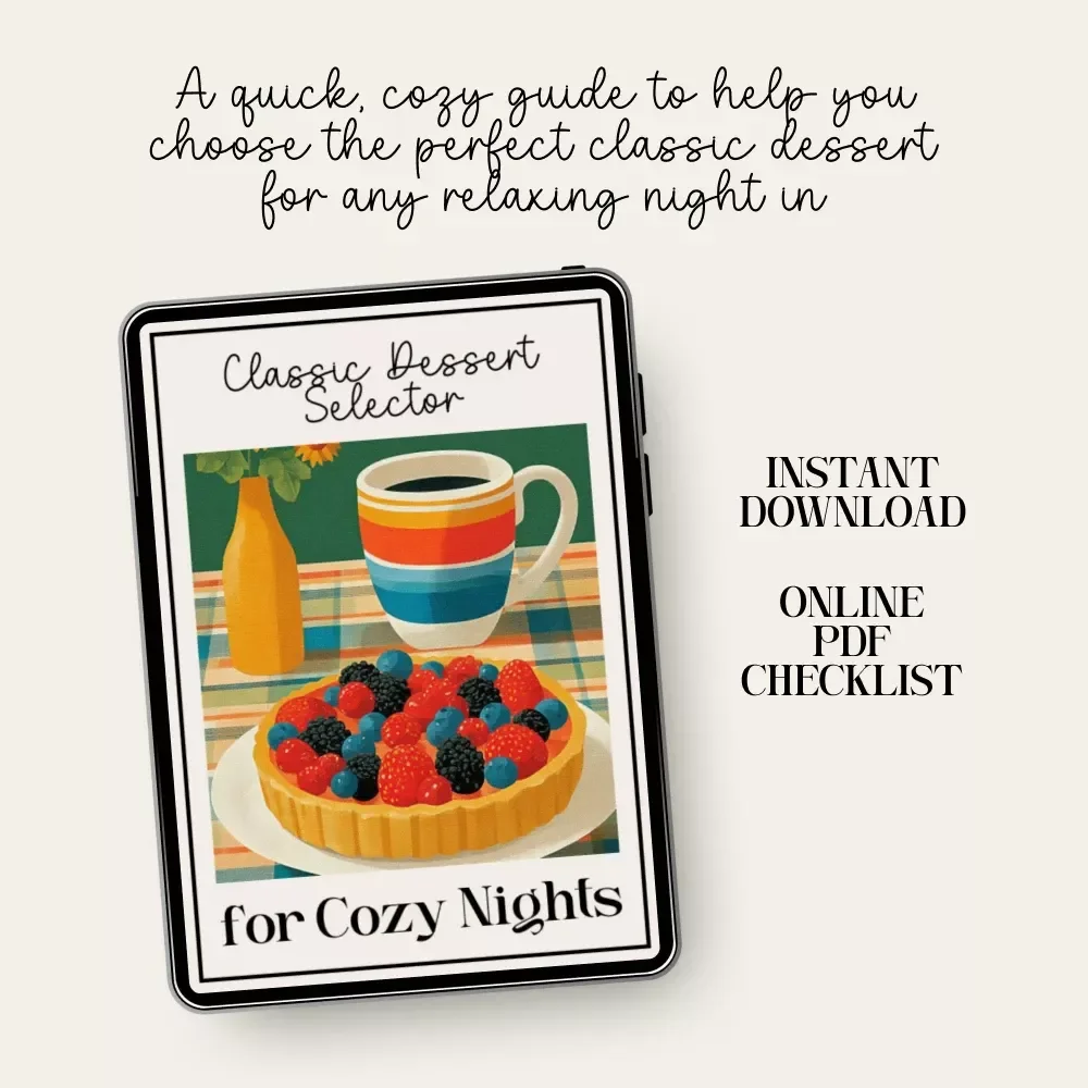 Classic Dessert Selector for Cozy Nights | Cozy Night Dessert Checklist | How to Pick Classic Desserts for Cozy Nights | Printable Comfort Dessert Guide