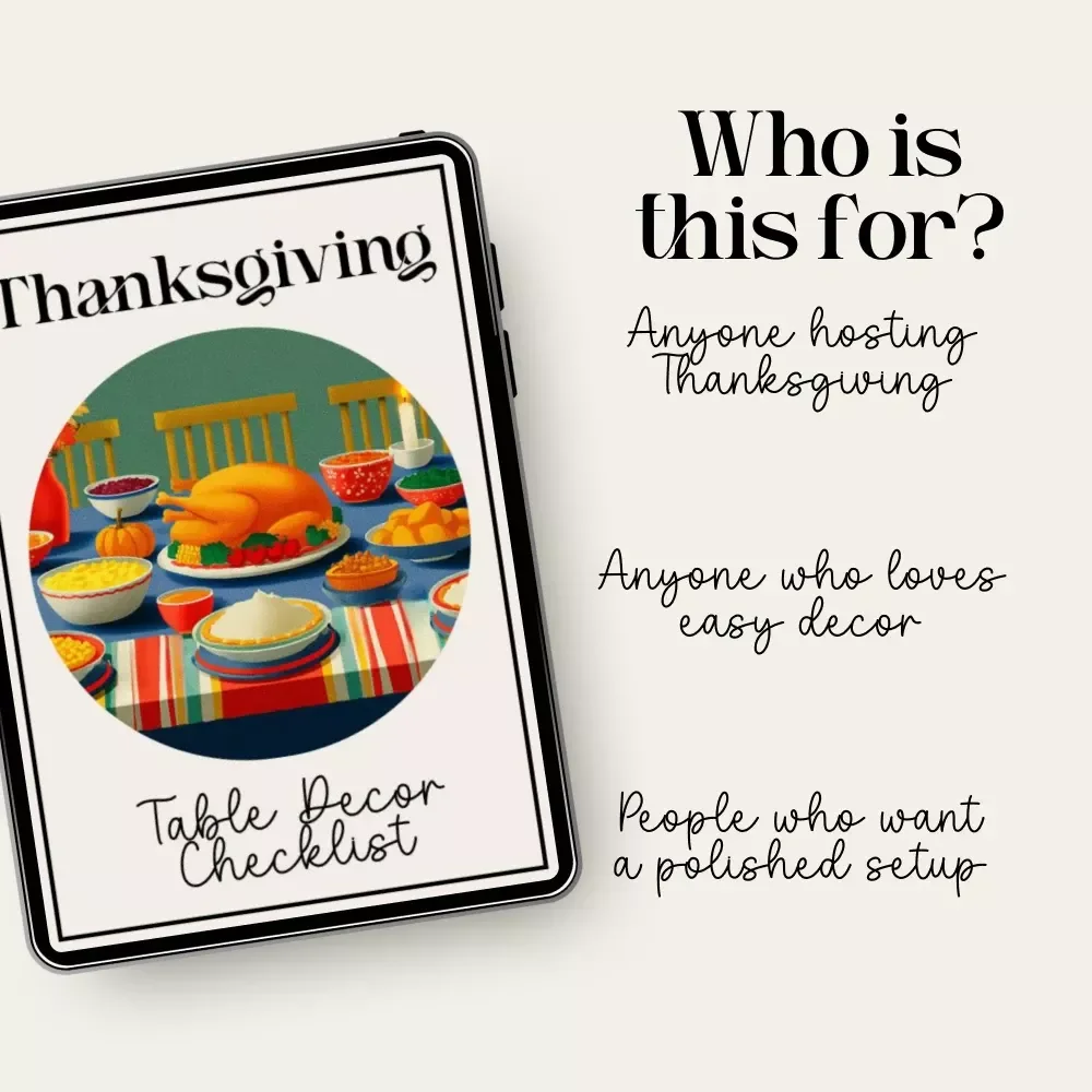 Thanksgiving Table Décor Checklist | Printable Holiday Checklist for Stunning thanksgiving table decorations | Festive Table Styling Guide (Digital Download)