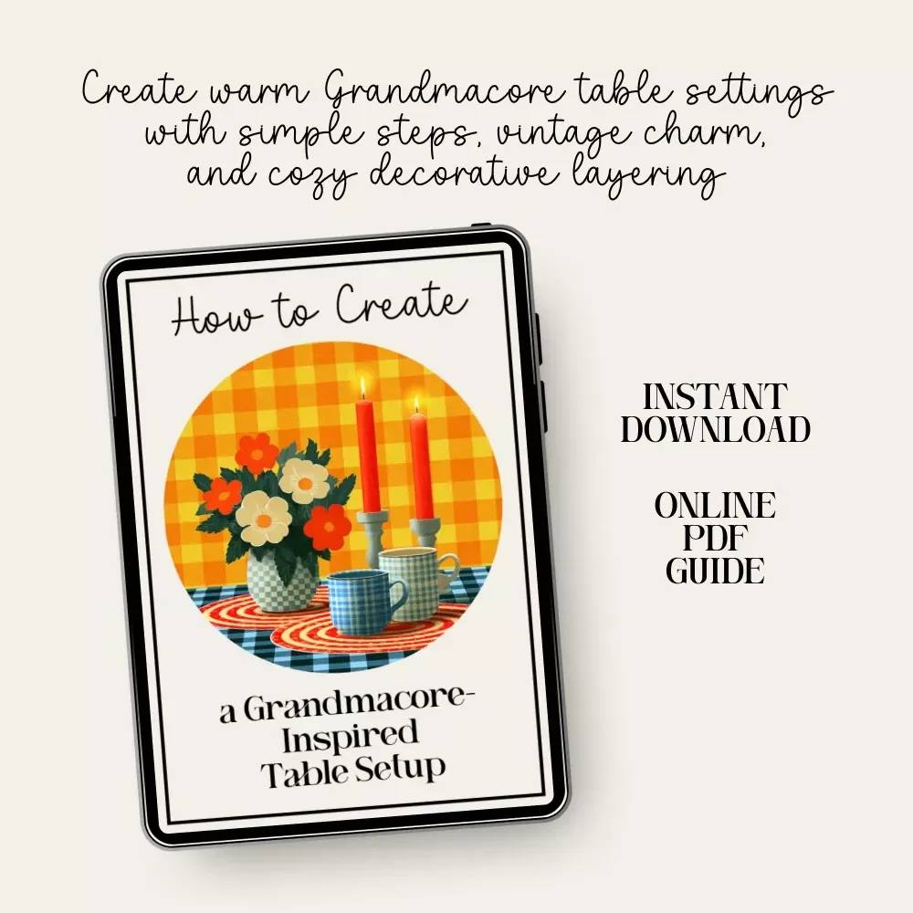 How to Create a Grandmacore-Inspired Table Setup | Cozy Grandmacore Decor eBook | Vintage Cottagecore Table Styling Guide | how to create a grandmacore inspired table setup
