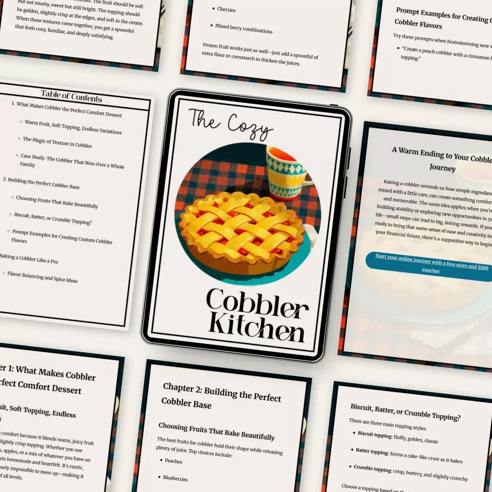 The Cozy Cobbler Kitchen | Ultimate Comfort-Dessert Guide for Beginners & Home Bakers | How to Bake a Cobbler Step-by-Step Digital Download