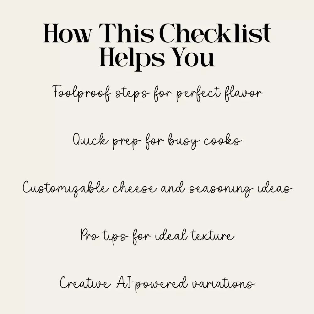 Cheesy Garlic Bread Checklist | Easy Kitchen Guide | Printable how to make cheesy garlic bread Steps for Beginners & Food Lovers
