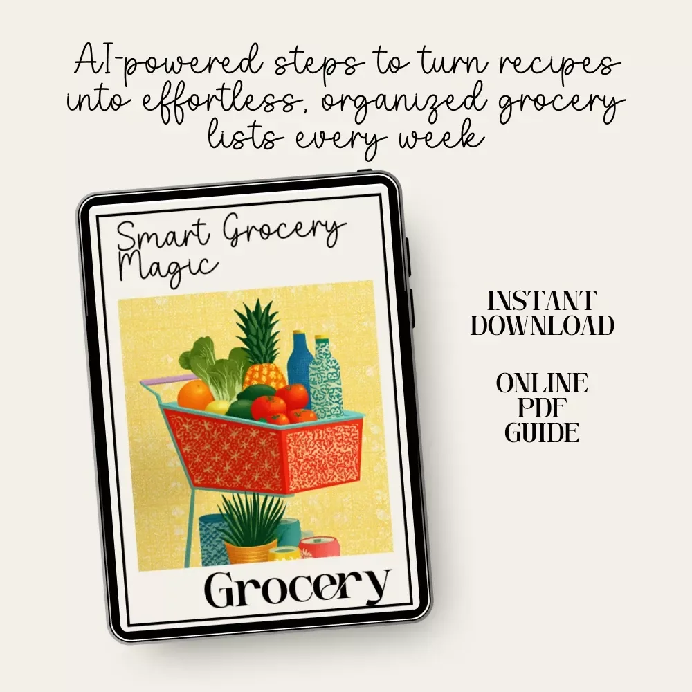 Smart Grocery Magic | Guide to how to use AI to build a grocery list from recipes | Cozy Meal-Planning eBook