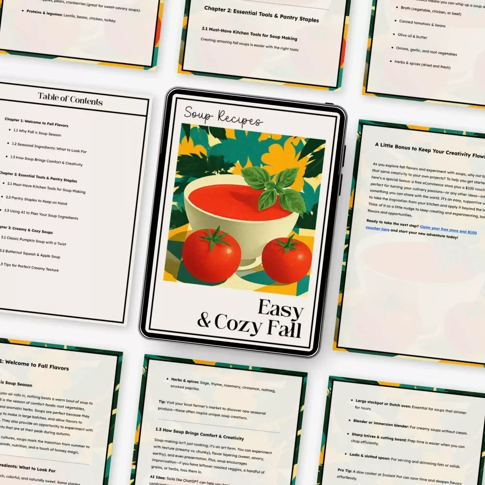 Easy & Cozy Fall Soup Recipes | Seasonal Fall Soups Recipes eBook | Comfort Food Autumn Recipe Guide | Printable Digital Download