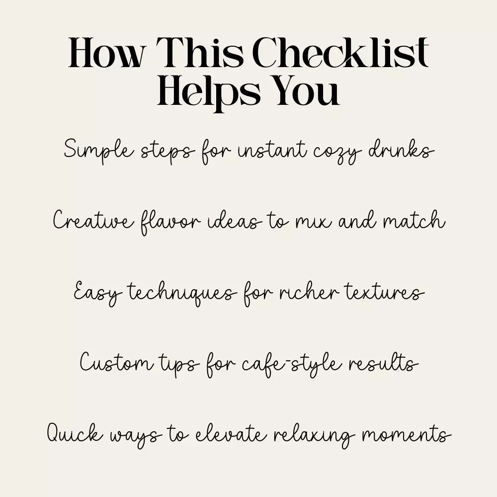 Warm Dessert Drink Magic Checklist | Cozy Drink Guide for Beginners | How to Make Warm Dessert Drinks | Digital Download