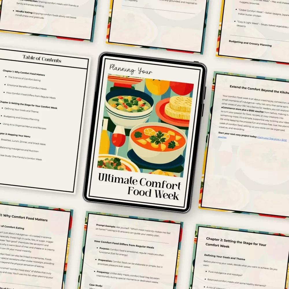 Planning Your Ultimate Comfort Food Week | Cozy Meal Prep Guide eBook for Food Lovers | Easy Menu Mapping & how to plan a comfort food week