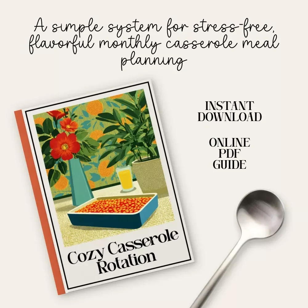 Cozy Casserole Rotation | Monthly Meal Planning Guide eBook | Family Dinner Planner | Printable Meal Prep System | Seasonal Casserole Checklist & Templates
