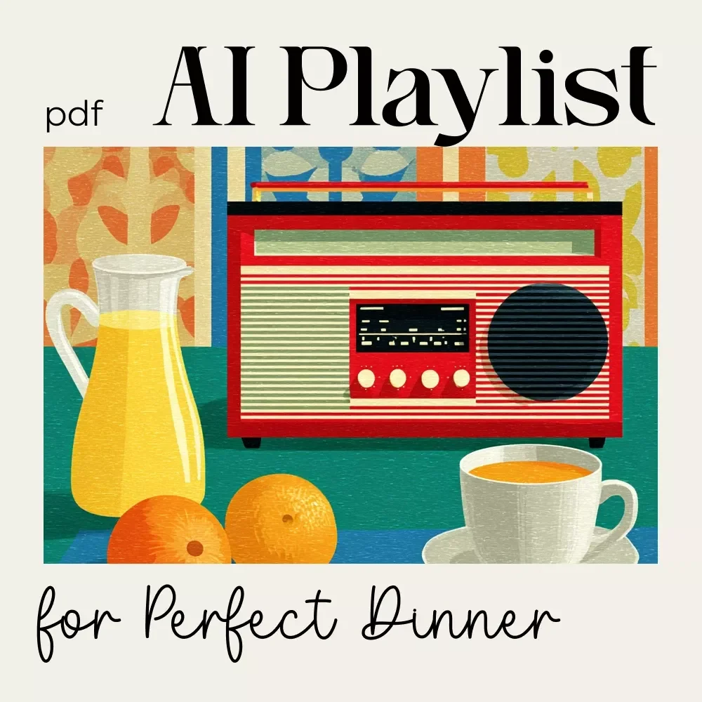 The Perfect Dinner Vibes — Your AI Playlist Checklist | Digital Download for Effortless Hosting | Learn How to Ask AI to Generate Playlist for Your Dinner