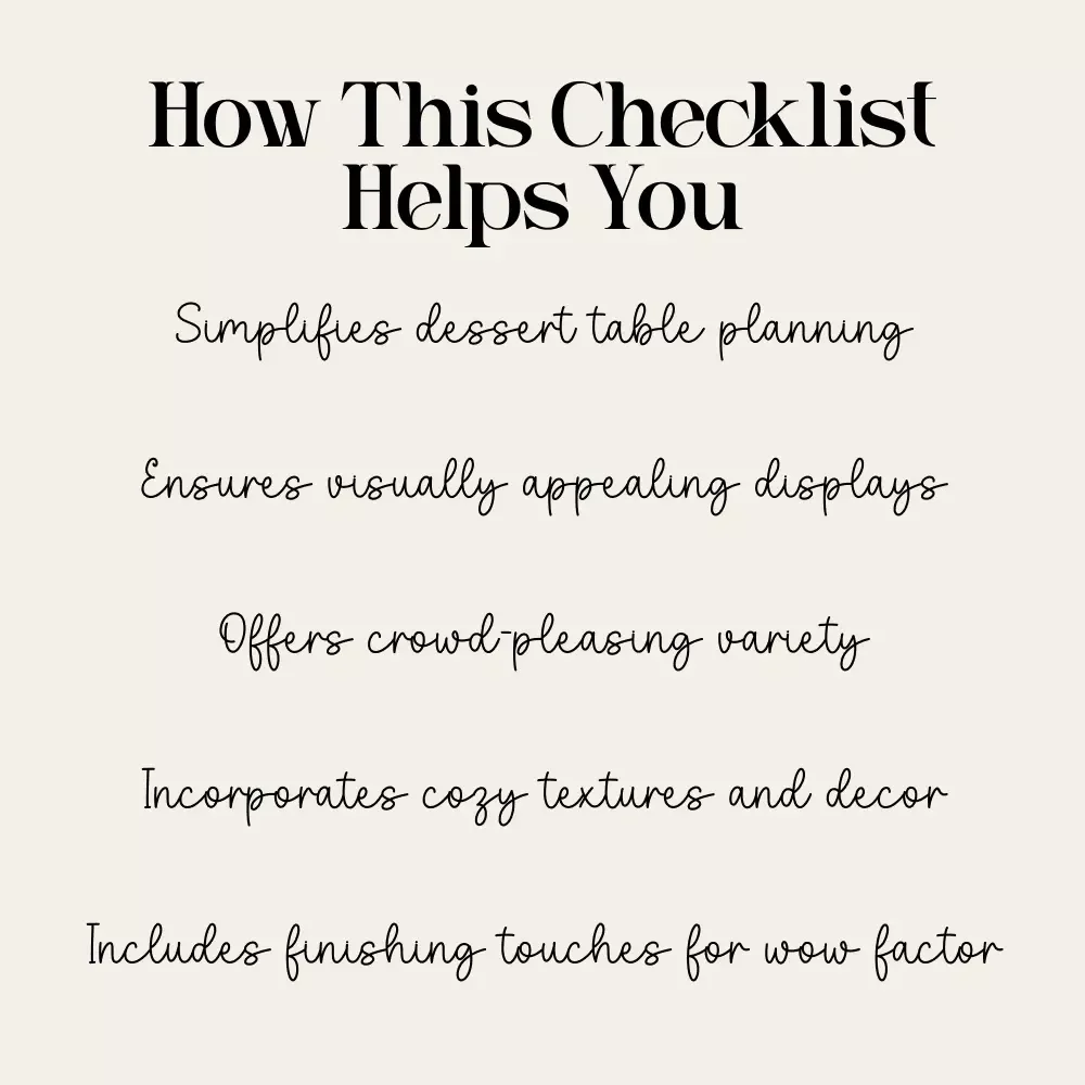 Cozy Dessert Table Checklist – Step-by-Step Guide on How to Set a Cozy Dessert Table | Digital Download for Instagram-Worthy Displays