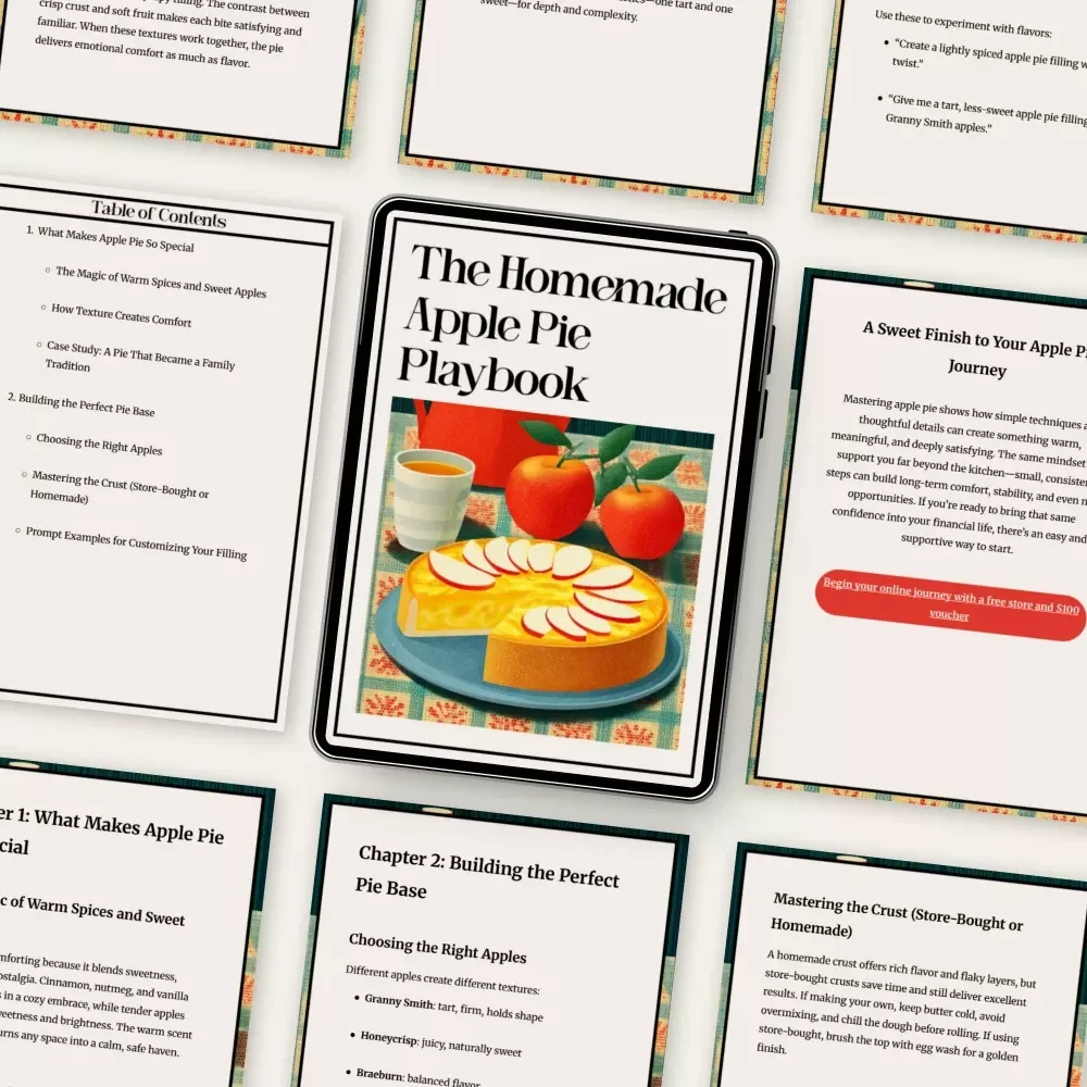 The Homemade Apple Pie Playbook – Ultimate Guide for Bakers | Printable Digital Download for Beginners & Home Cooks | Learn How to Make Apple Pie with Step-by-Step Tips