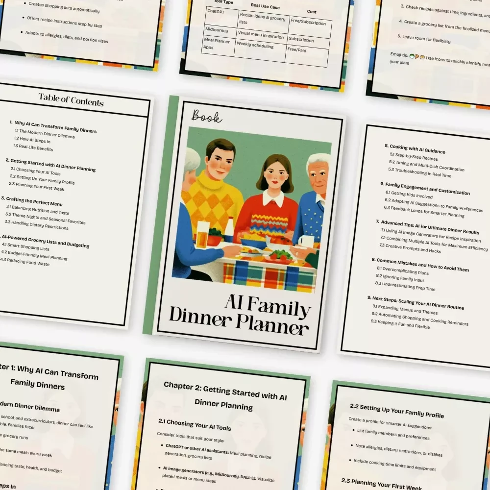 AI Family Dinner Planner | Digital eBook | Smart Meal Planning Guide Using AI | Family-Friendly Menu Builder | Printable Meal Prep Guide | ai family dinner planner