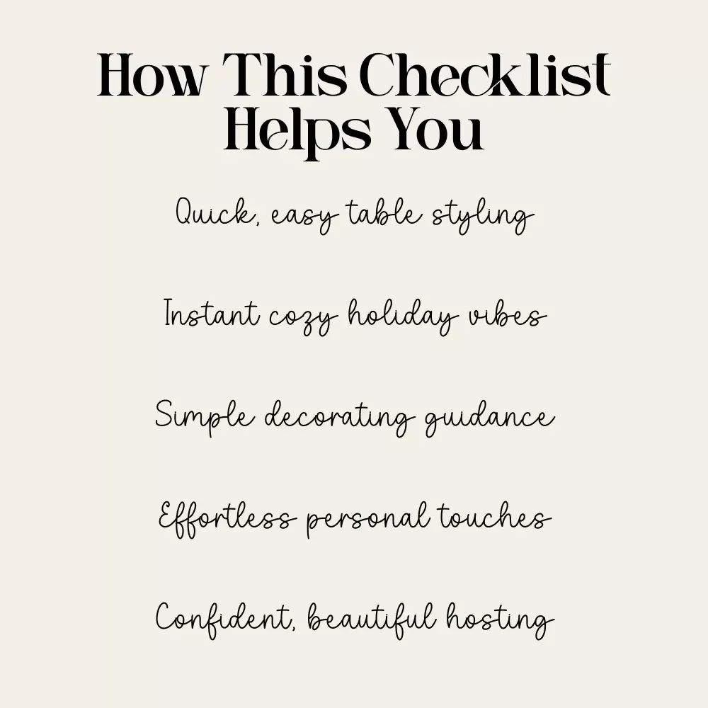 The Ultimate Cozy Holiday Table Checklist | Printable Holiday Styling Guide for Entertaining | How to Style a Cozy Holiday Table Digital Download