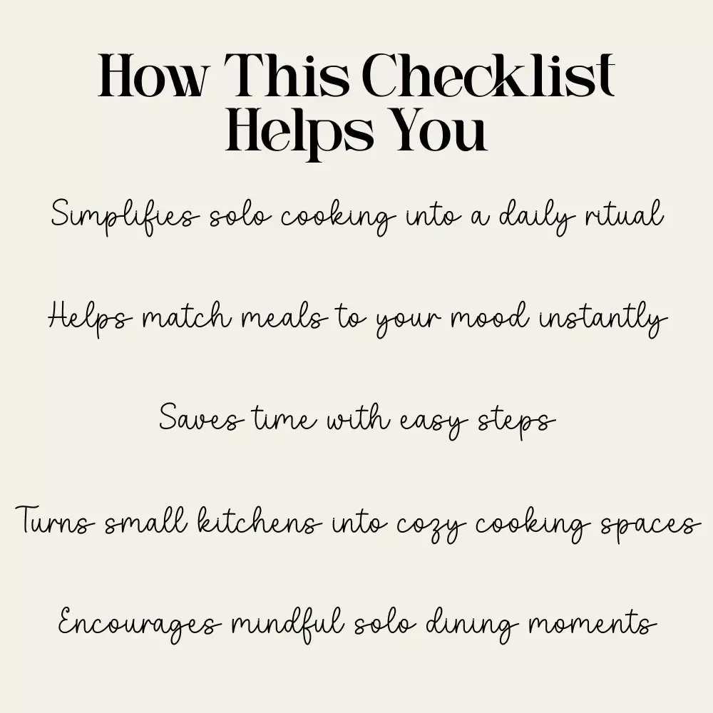 Cozy Solo Dinner Magic: Your Cooking Checklist | Digital Download for Solo Dining, Self-Care Cooking, Cozy Meal Planner, Kitchen Ritual Guide