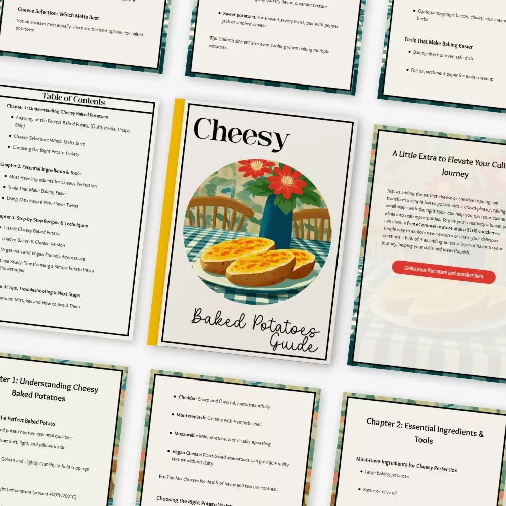 Cheesy Baked Potatoes Guide | Ultimate Cheesy Baked Potatoes Recipe eBook for Perfect Crispy-Skin, Fluffy-Inside Potatoes (Digital Download)
