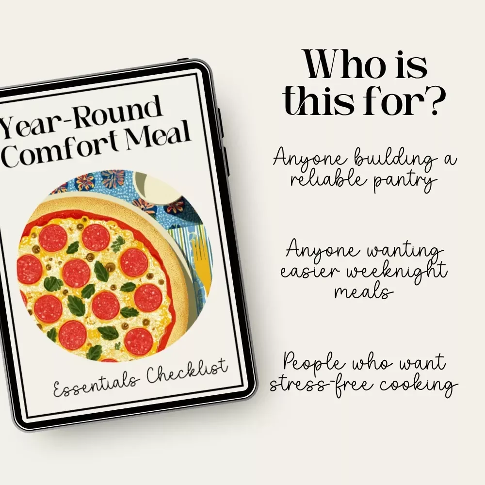 Year-Round Comfort Meal Essentials Checklist | Printable Pantry Staples for Year-Round Comfort Meals | Digital Download Kitchen Guide for Easy Cozy Cooking