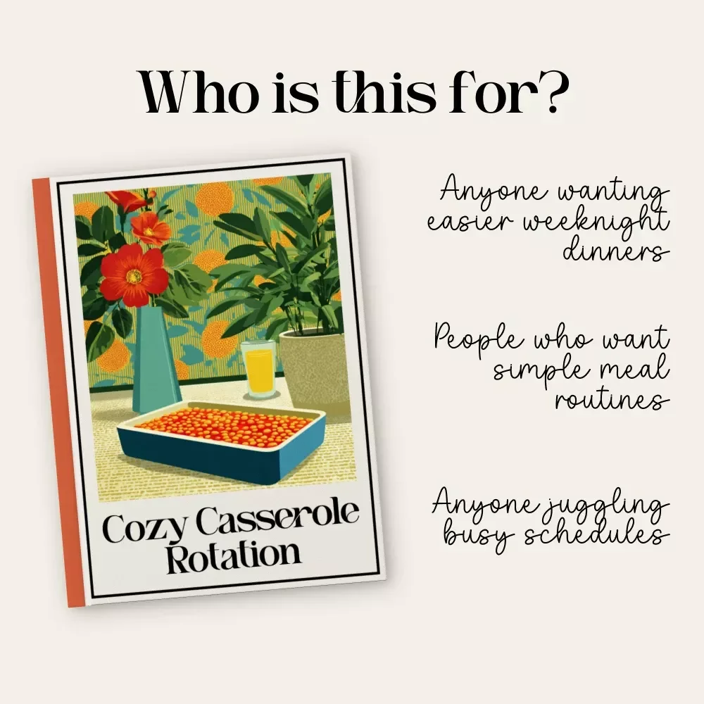 Cozy Casserole Rotation | Monthly Meal Planning Guide eBook | Family Dinner Planner | Printable Meal Prep System | Seasonal Casserole Checklist & Templates