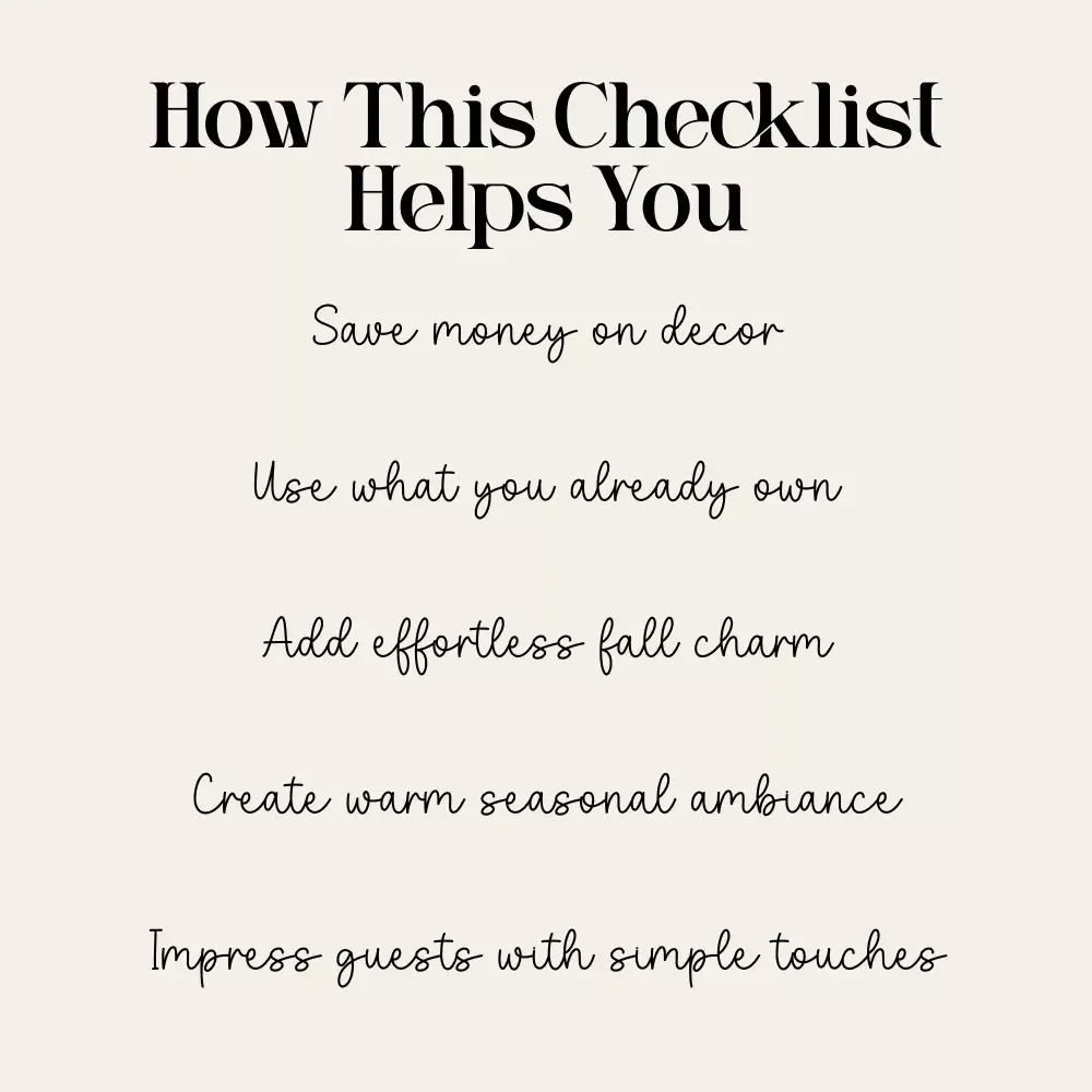 Your Budget-Friendly Fall Tablescape Checklist | Printable Fall Decor Guide | DIY Autumn Table Setup | how to make a fall-themed tablescape on a budget