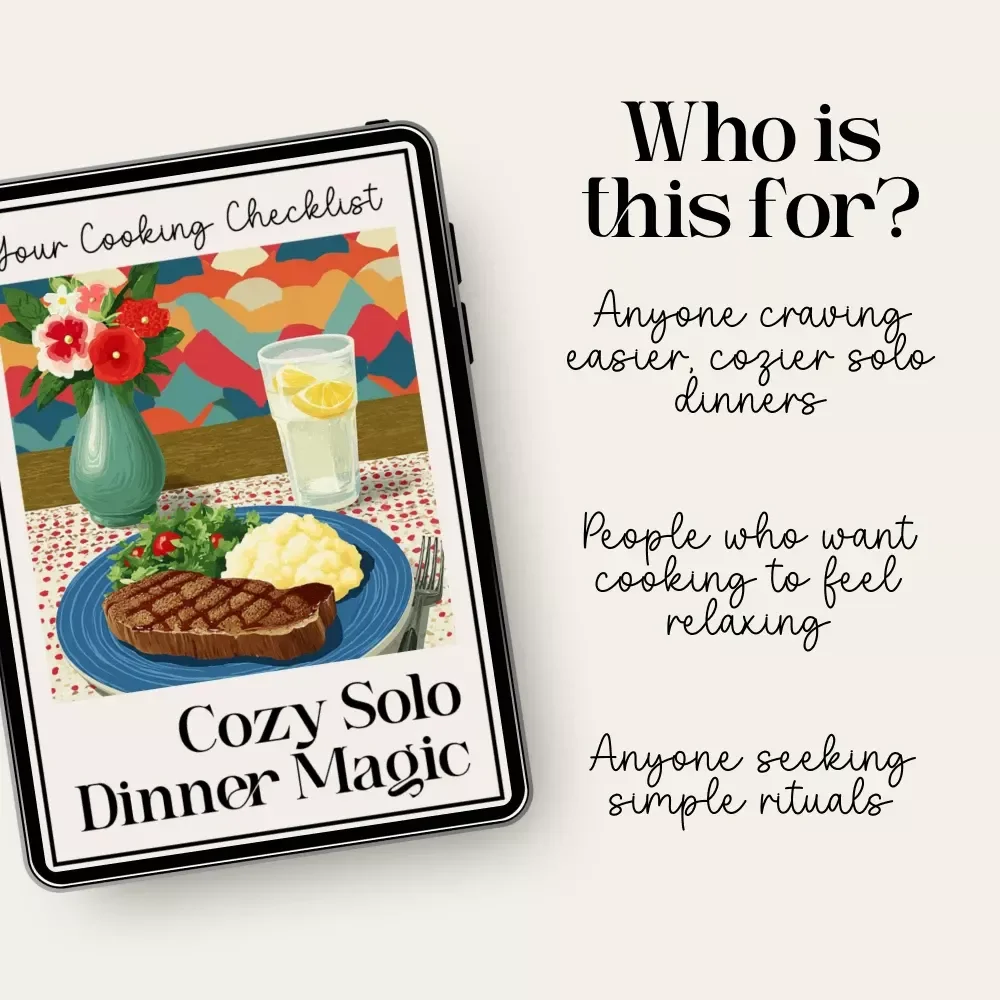 Cozy Solo Dinner Magic: Your Cooking Checklist | Digital Download for Solo Dining, Self-Care Cooking, Cozy Meal Planner, Kitchen Ritual Guide