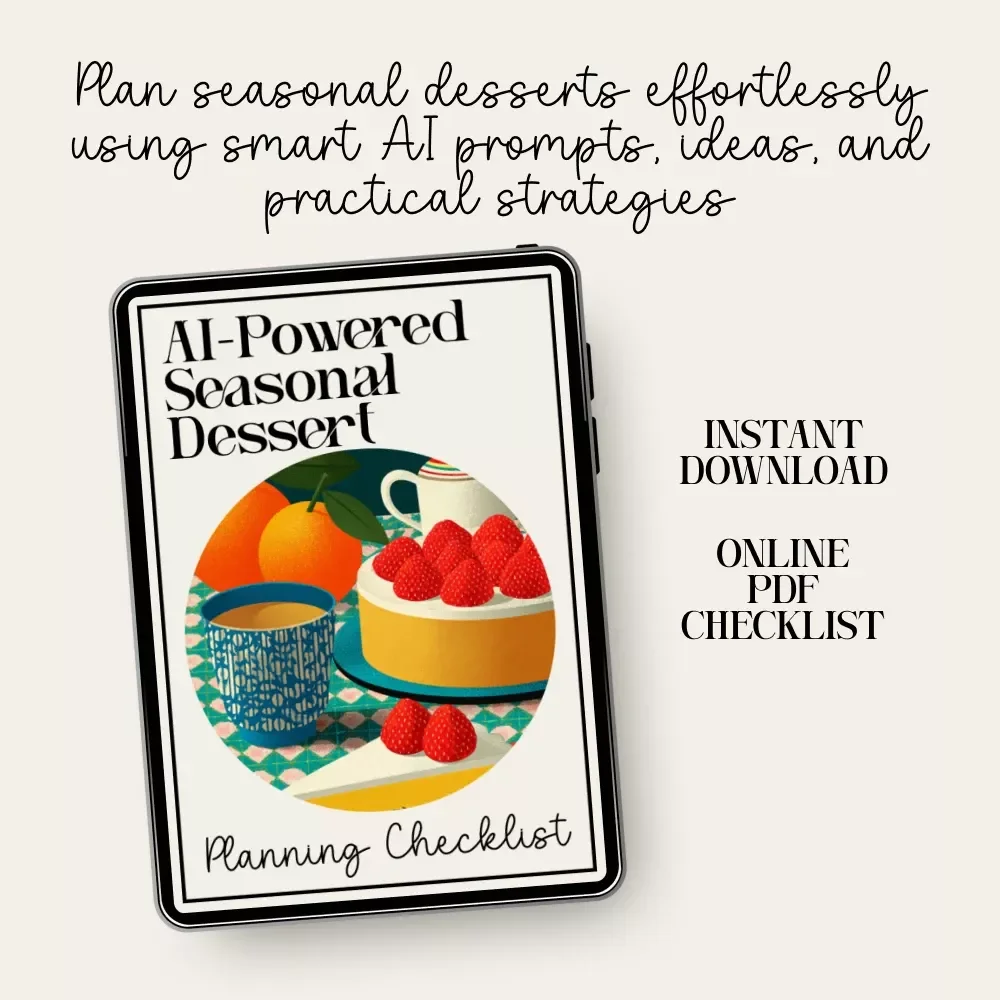 AI-Powered Seasonal Dessert Planning Checklist | Editable Digital Download | Holiday & Year-Round Dessert Planner | Tips for AI Seasonal Dessert Planning