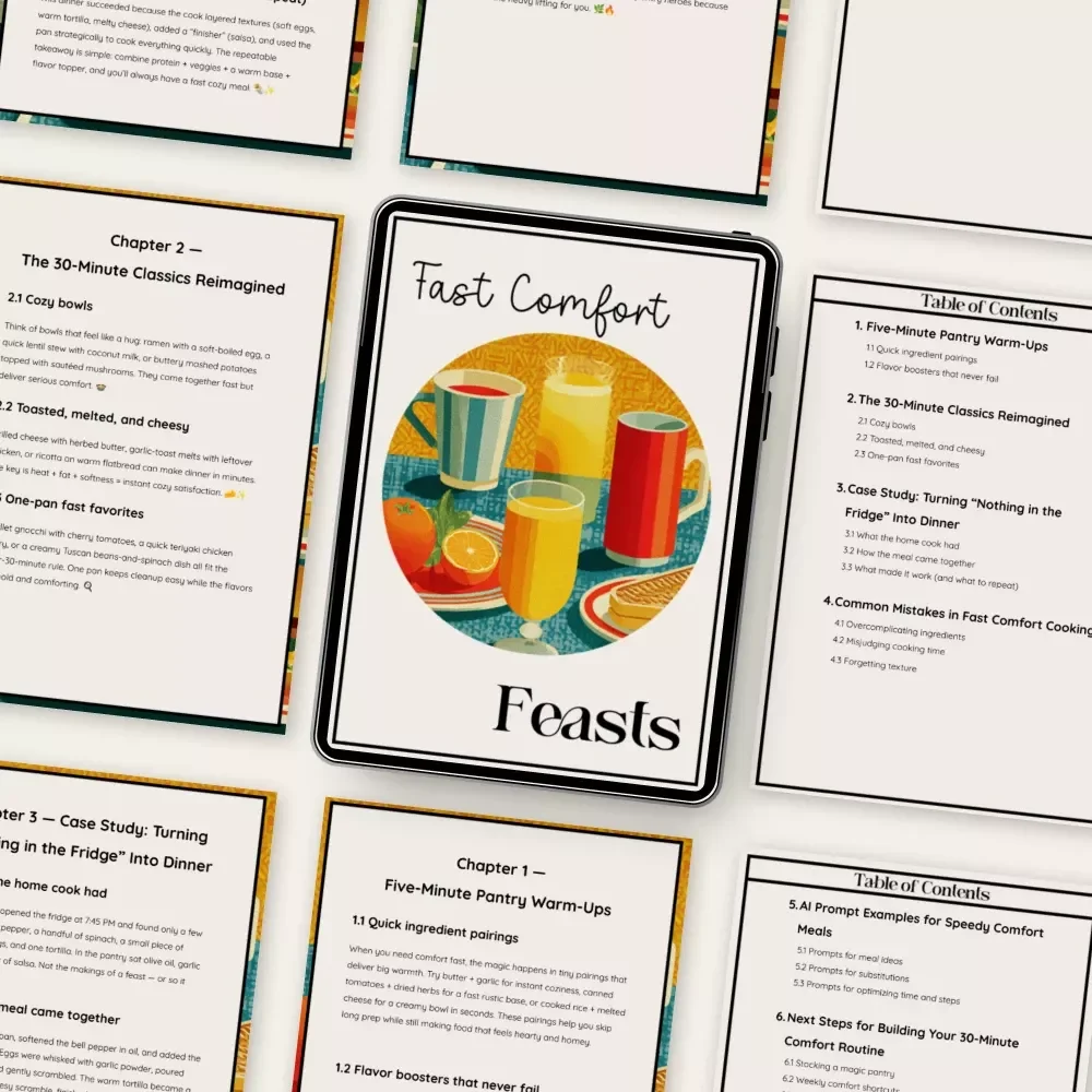 Fast Comfort Feasts | Digital Download Cookbook Guide for Easy Recipes, Fast Comfort Cooking, 30-Minute Meals & Cozy Kitchen Inspiration
