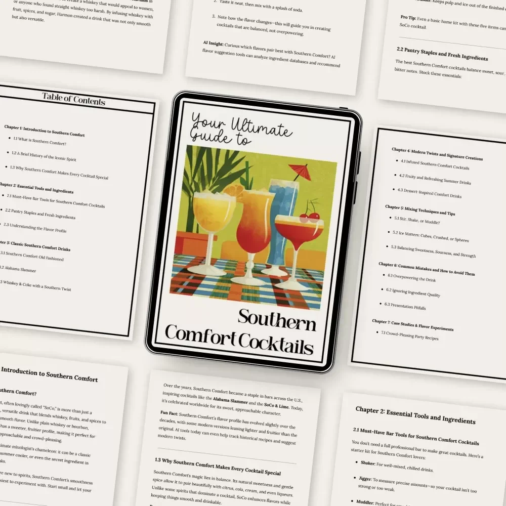 Your Ultimate Guide to Southern Comfort Cocktails | Digital eBook with Classic & Modern Southern Comfort Drink Recipes, Mixing Tips, and AI Flavor Pairing Ideas