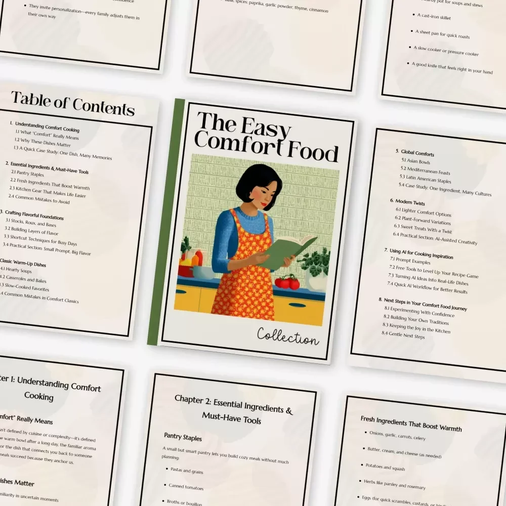 The Easy Comfort Food Collection | Printable comfort food recipe book Ebook | Cozy Digital Cookbook for Home Cooks