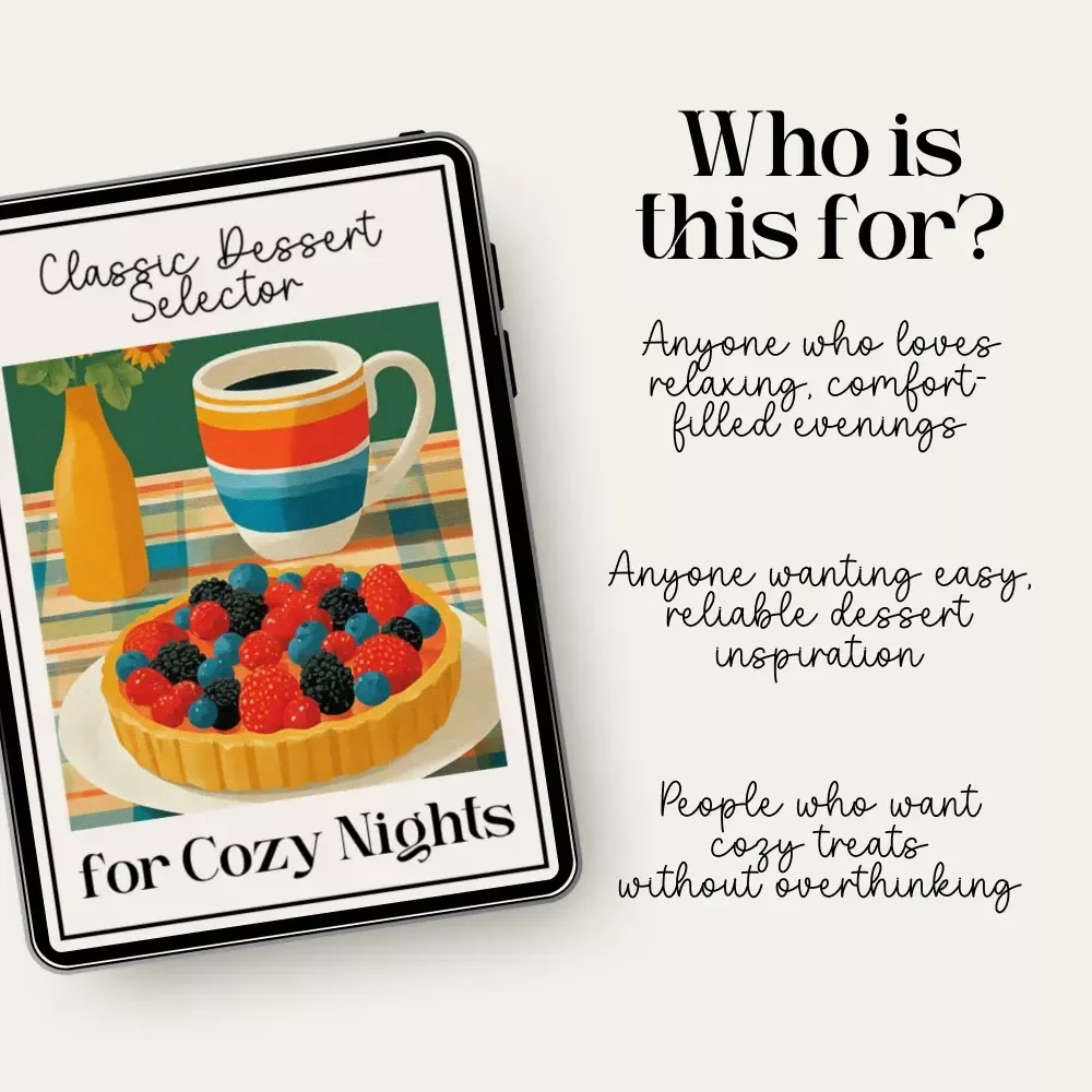 Classic Dessert Selector for Cozy Nights | Cozy Night Dessert Checklist | How to Pick Classic Desserts for Cozy Nights | Printable Comfort Dessert Guide