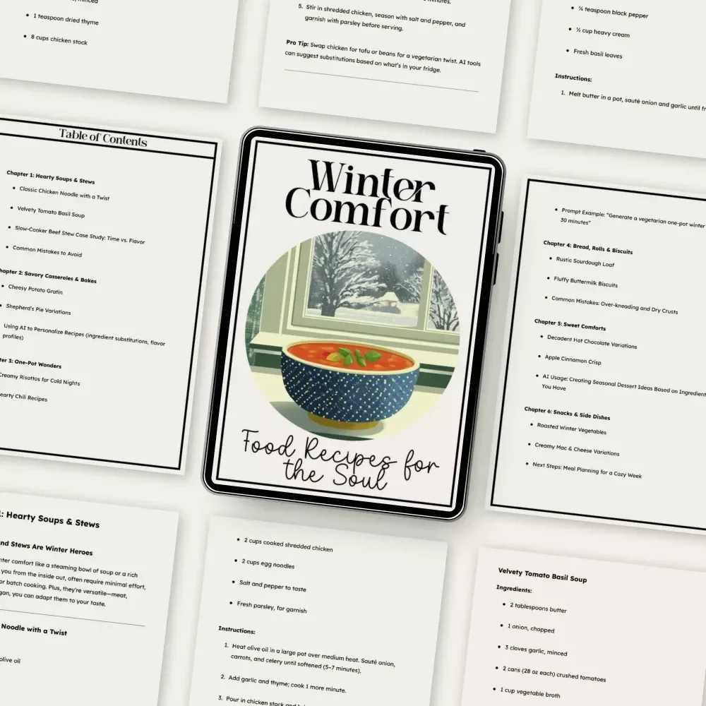 Winter Comfort Food Recipes for the Soul | Cozy Digital eBook with Hearty Soups, Casseroles, and One-Pot Winter Comfort Food Recipes
