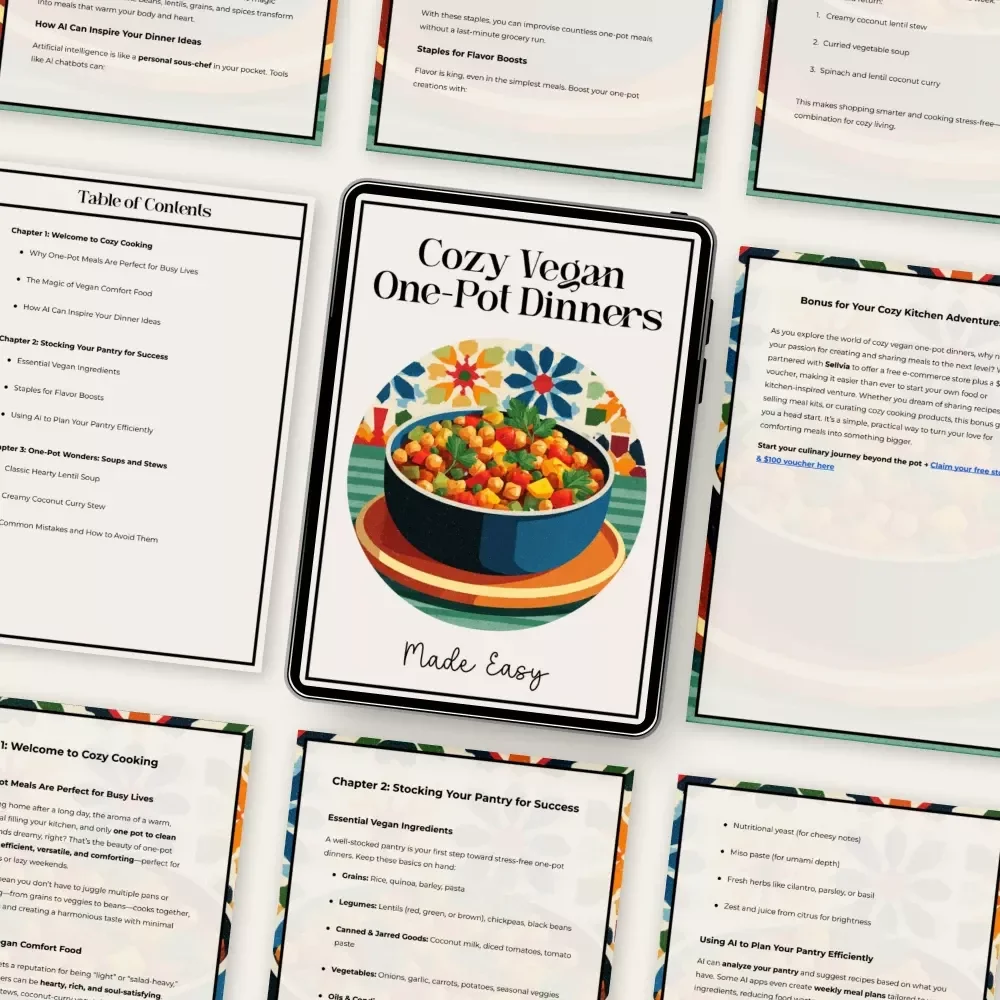 Cozy Vegan One-Pot Dinners Made Easy | Cozy Vegan One-Pot Dinners eBook | Simple Weeknight Recipes | Digital Download for Easy Plant-Based Cooking