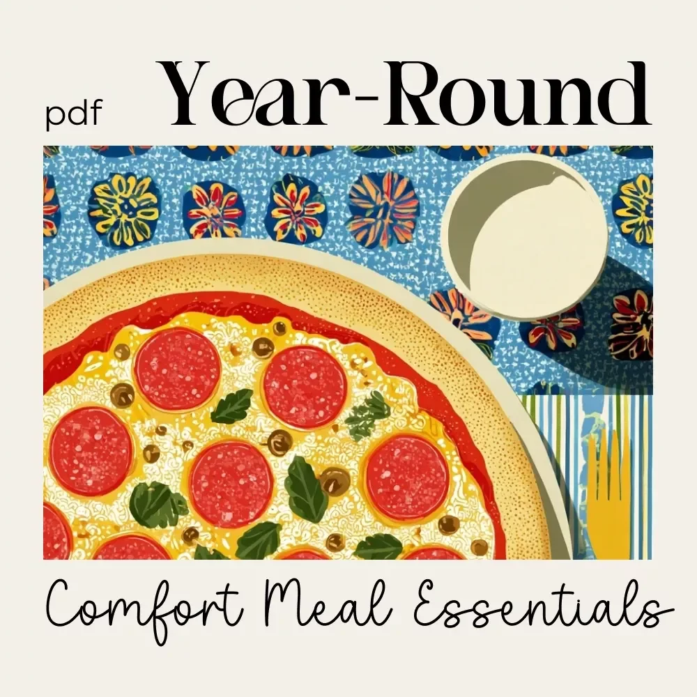 Year-Round Comfort Meal Essentials Checklist | Printable Pantry Staples for Year-Round Comfort Meals | Digital Download Kitchen Guide for Easy Cozy Cooking