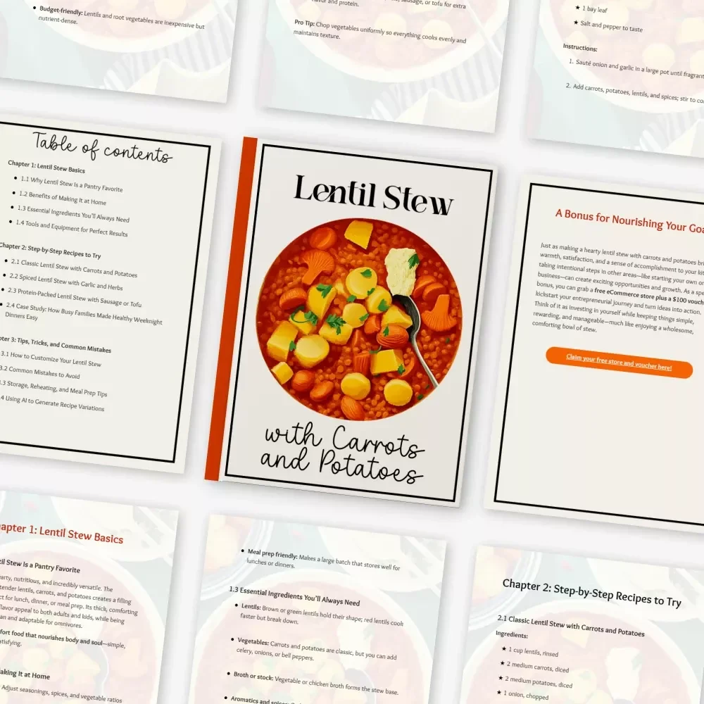 Lentil Stew with Carrots and Potatoes | Digital Cooking Guide for Easy Home Meals | Printable eBook Featuring lentil stew with carrots and potatoes recipe