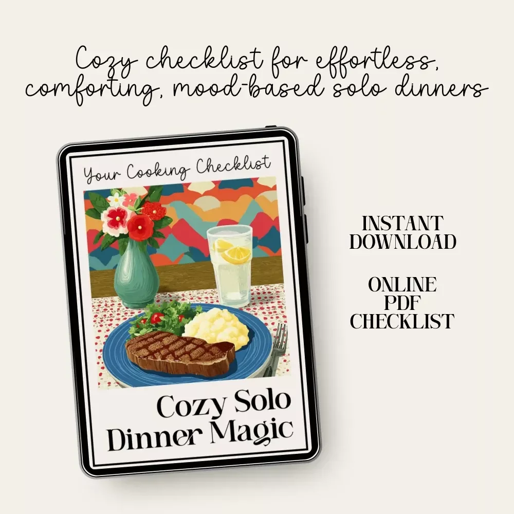 Cozy Solo Dinner Magic: Your Cooking Checklist | Digital Download for Solo Dining, Self-Care Cooking, Cozy Meal Planner, Kitchen Ritual Guide