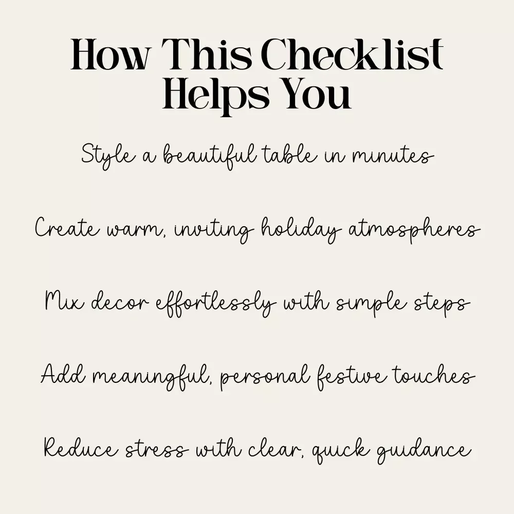 The Holiday Comfort Table Styling Checklist | Cozy Table Decor Guide for Effortless Hosting | Instant Download | How to Style a Holiday Comfort Table