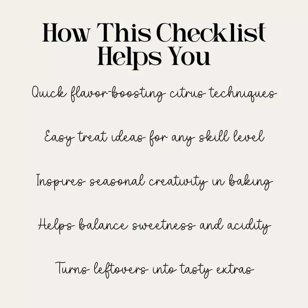 Bright & Cozy Winter Citrus Baking Checklist | Printable Baking Guide for Seasonal Desserts | what to bake with winter citrus Inspiration