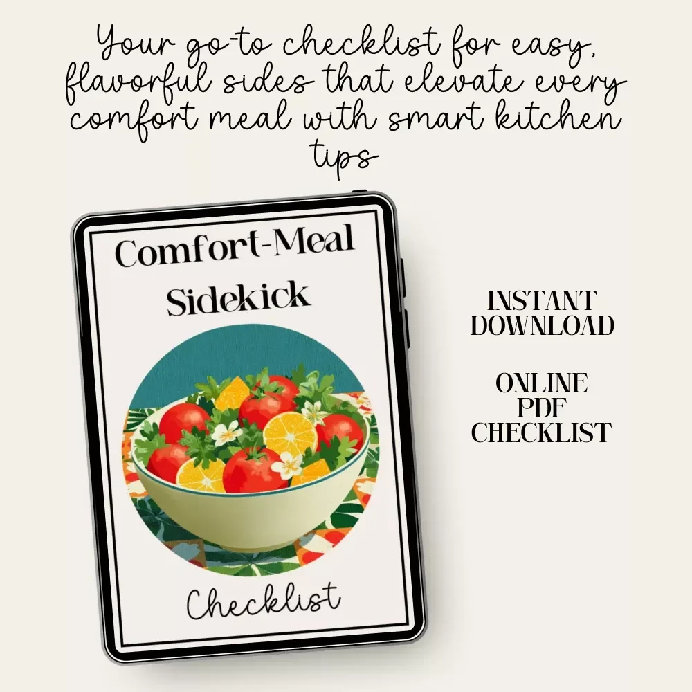 Comfort-Meal Sidekick Checklist | Printable Kitchen Helper for What Side Dishes Go With Comfort Meals | Cozy Cooking Companion for Home Cooks
