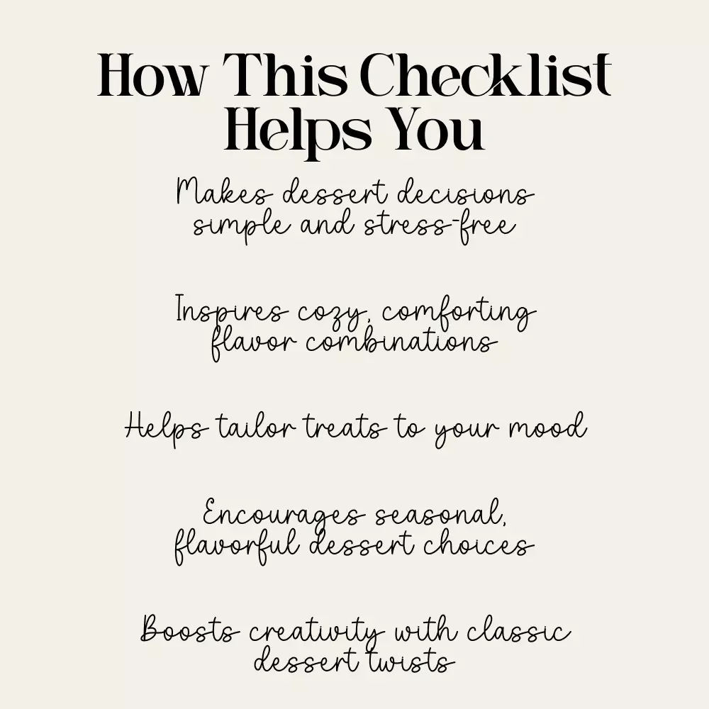 Classic Dessert Selector for Cozy Nights | Cozy Night Dessert Checklist | How to Pick Classic Desserts for Cozy Nights | Printable Comfort Dessert Guide