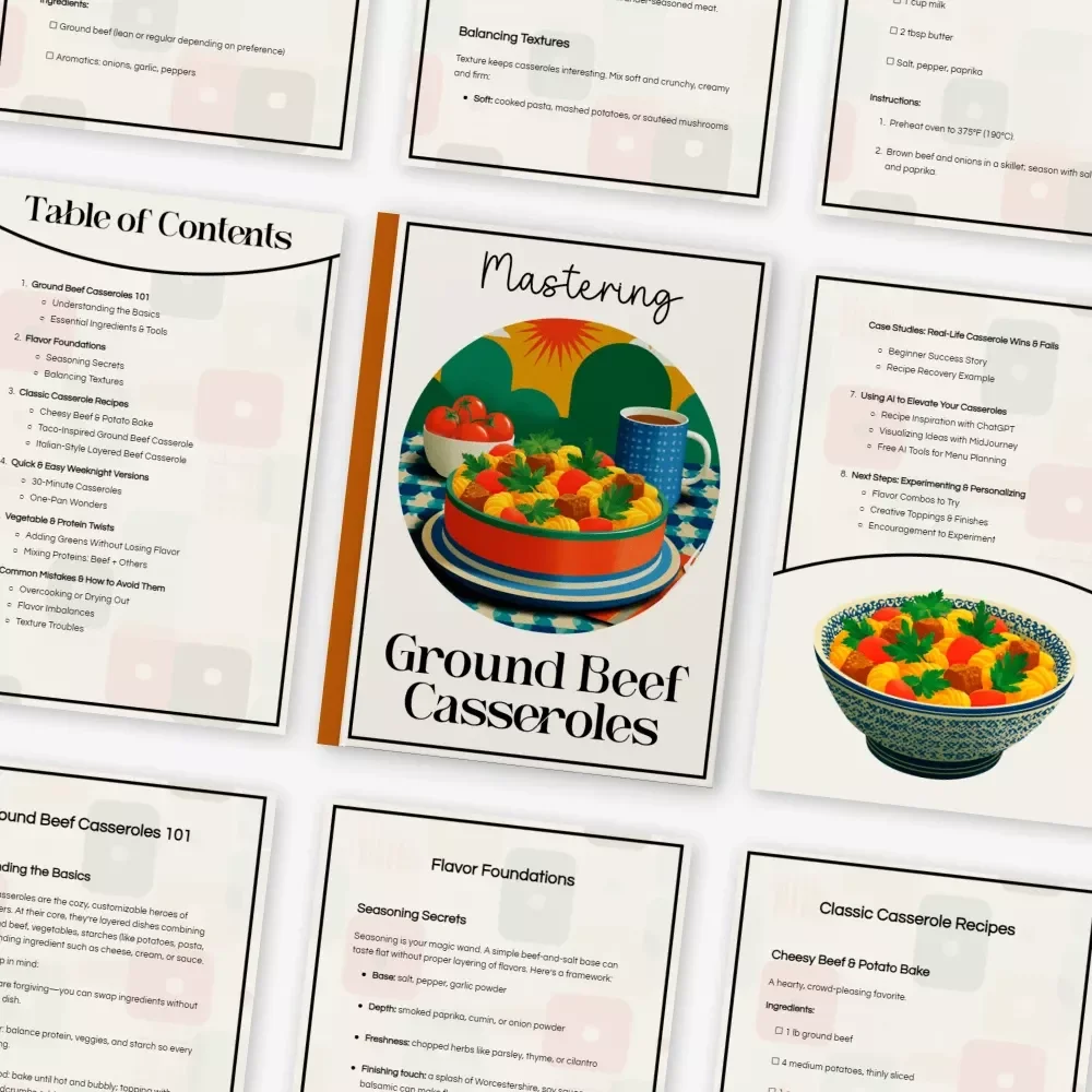 Mastering Ground Beef Casseroles | Ultimate ground beef casserole recipes eBook | Digital Cookbook, Weeknight Meal Guide, Flavor Tips & AI Cooking Inspiration