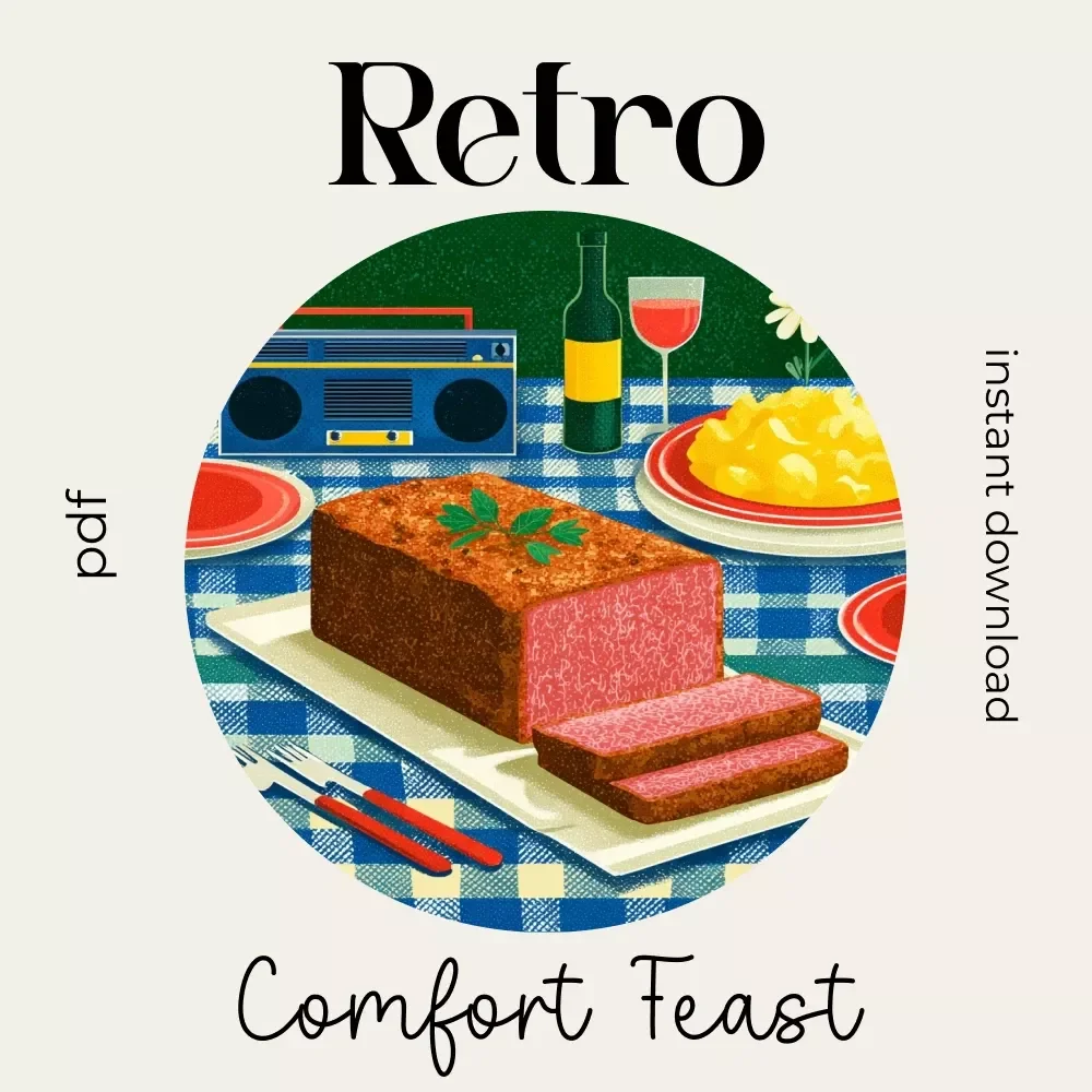 Retro Comfort Feast | Printable Checklist for How to Plan a Retro Comfort Food Themed Dinner | Vintage-Inspired Party Guide | Digital Download