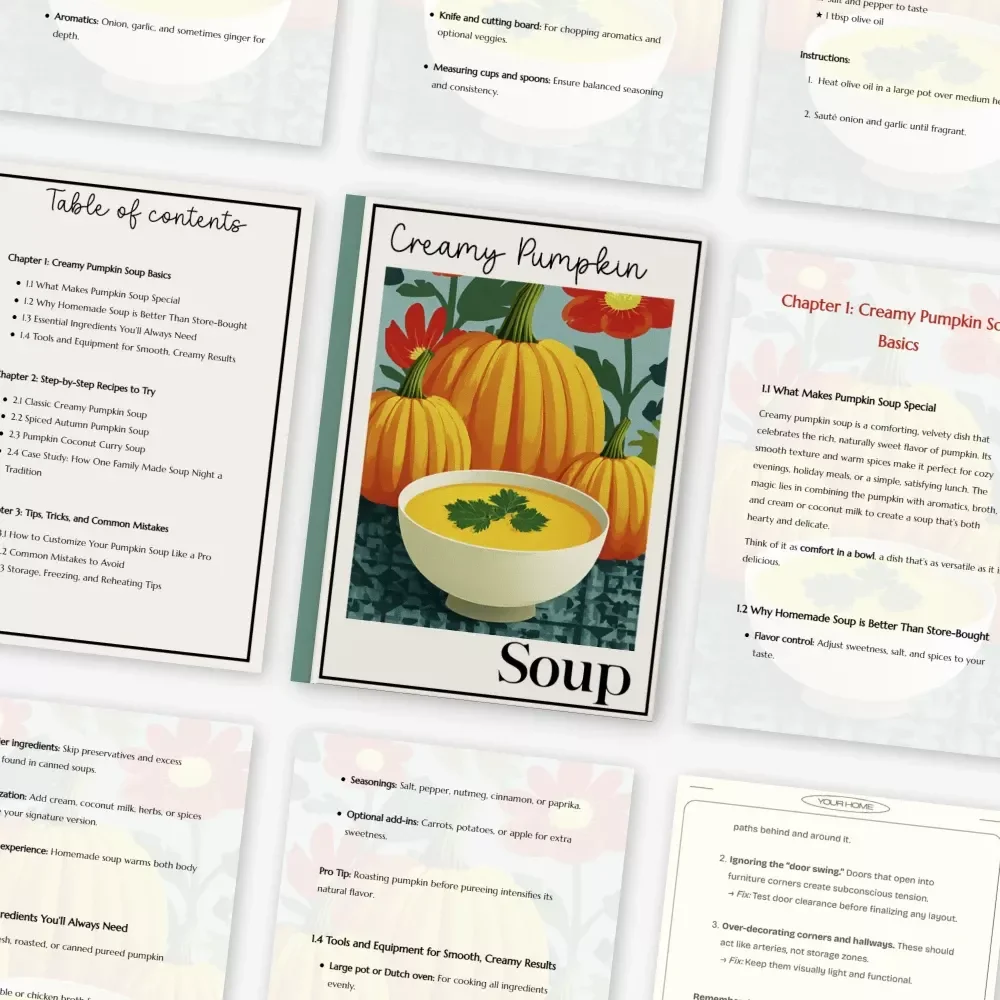 Creamy Pumpkin Soup | How to Make Creamy Pumpkin Soup Digital Guide | Cozy Fall Recipe eBook for Easy Homemade Comfort Food