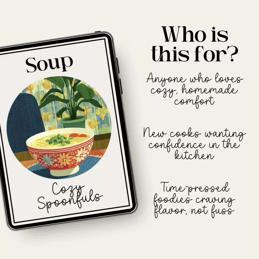 Cozy Spoonfuls | Easy Weeknight Soup Recipes eBook | Quick 30-Minute Soups Guide for Busy Cooks | Digital Download