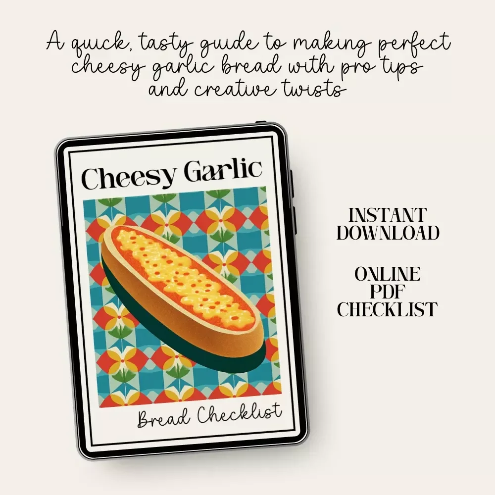 Cheesy Garlic Bread Checklist | Easy Kitchen Guide | Printable how to make cheesy garlic bread Steps for Beginners & Food Lovers