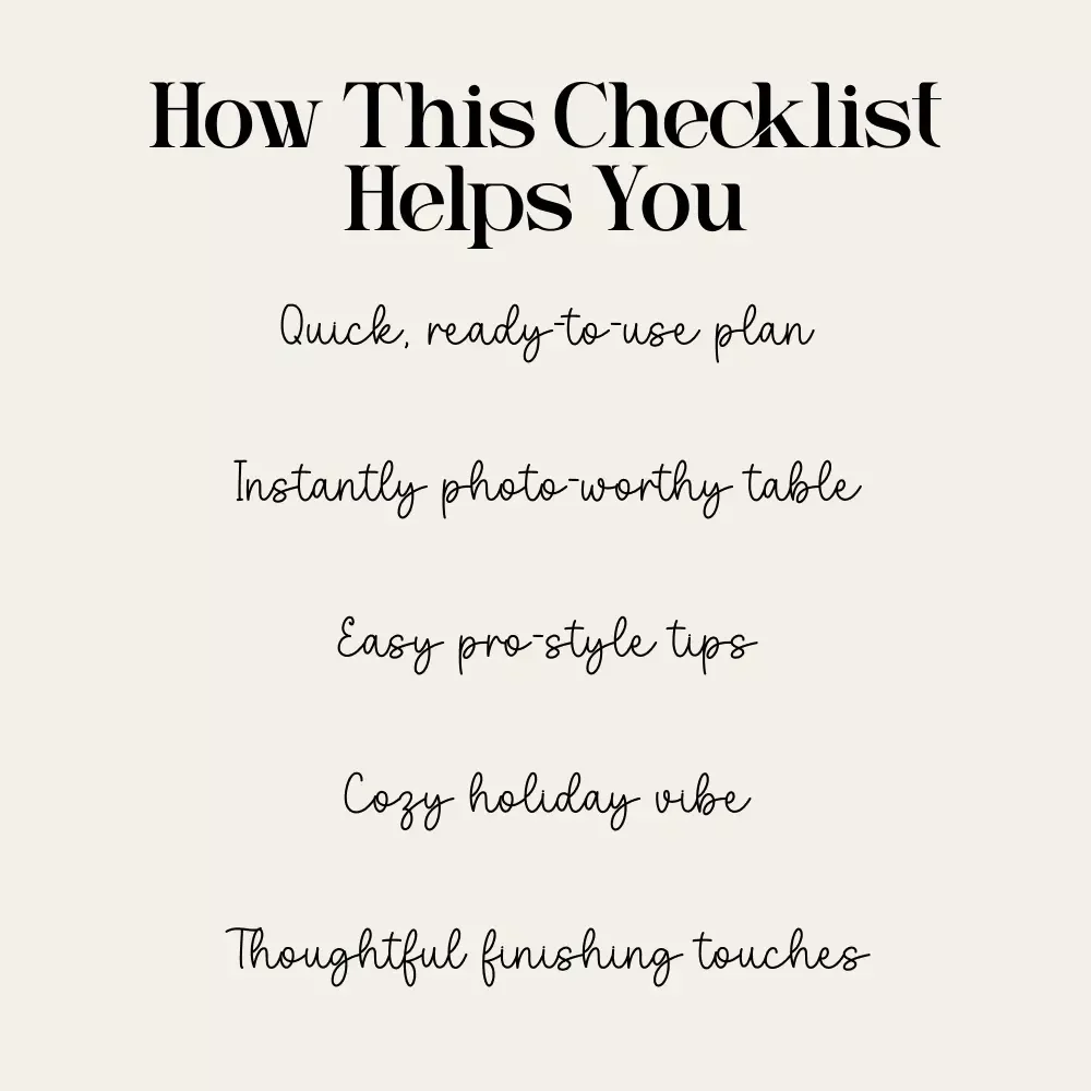 Thanksgiving Table Décor Checklist | Printable Holiday Checklist for Stunning thanksgiving table decorations | Festive Table Styling Guide (Digital Download)