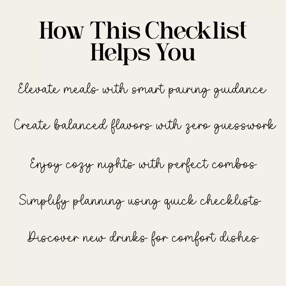 Comfort Sips & Cozy Bites Checklist | Digital Download | Cozy Food & Drink Pairing Guide for Easy Meal Planning, Seasonal Hosting & Hygge Nights